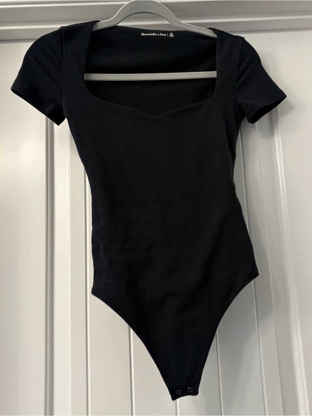 Abercrombie & Fitch Black Short Sleeve Scoop Neck Bodysuit Cotton Blend
